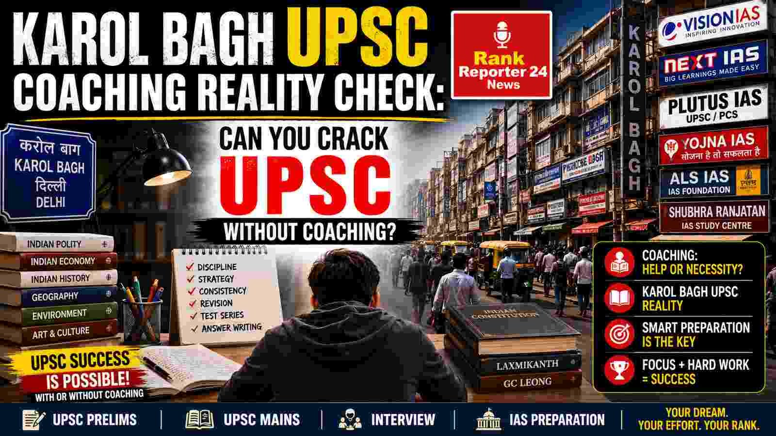 Karol Bagh UPSC Coaching Reality Check: Can You Crack UPSC Without Coaching? upsc karol bagh relaity check